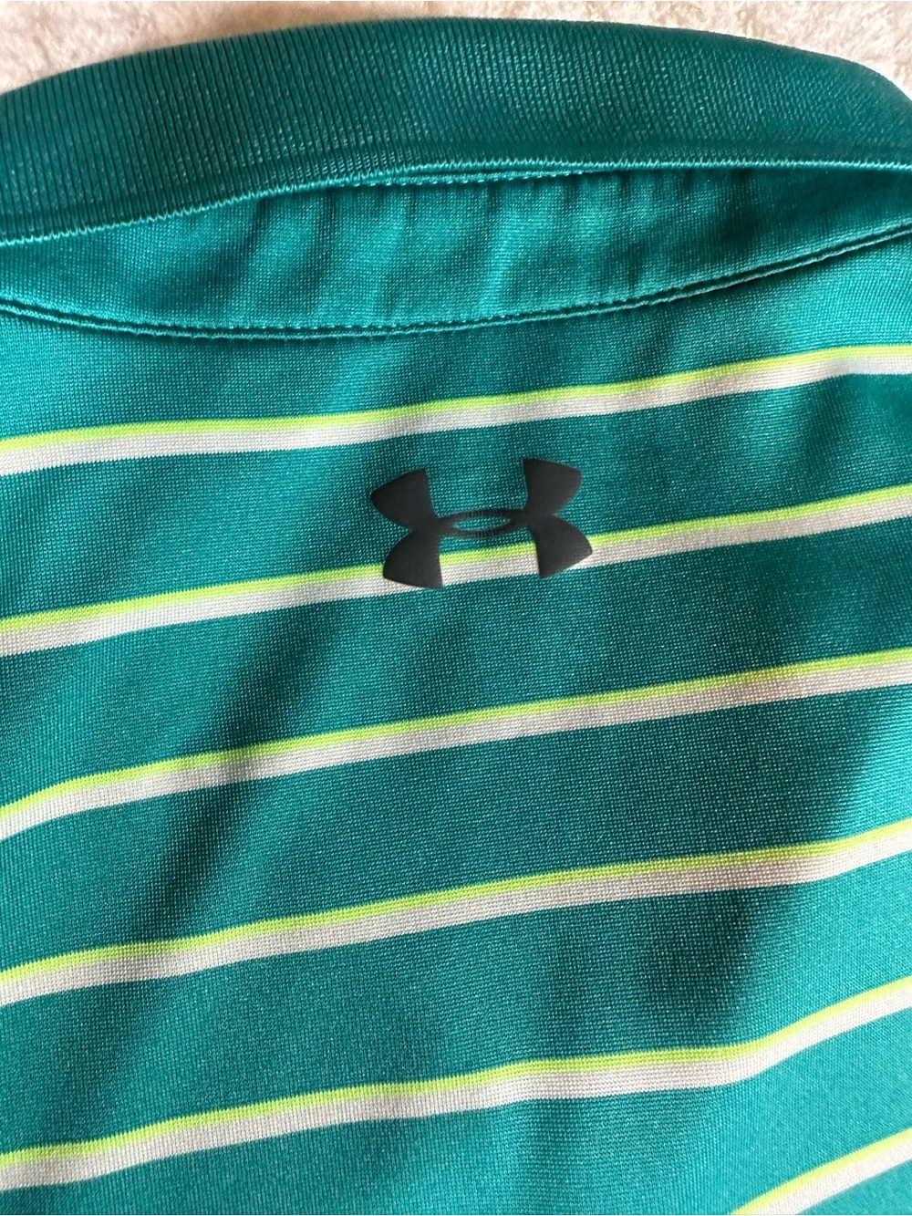 Under Armour Men’s Teal and Light Green Striped Polo - Picture 9 of 10